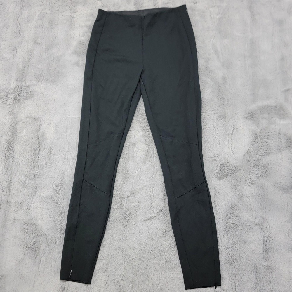 Polo Ralph Lauren Leggings Womens 2 Black Mid Rise Ankle Zip Knit Stretch Pants